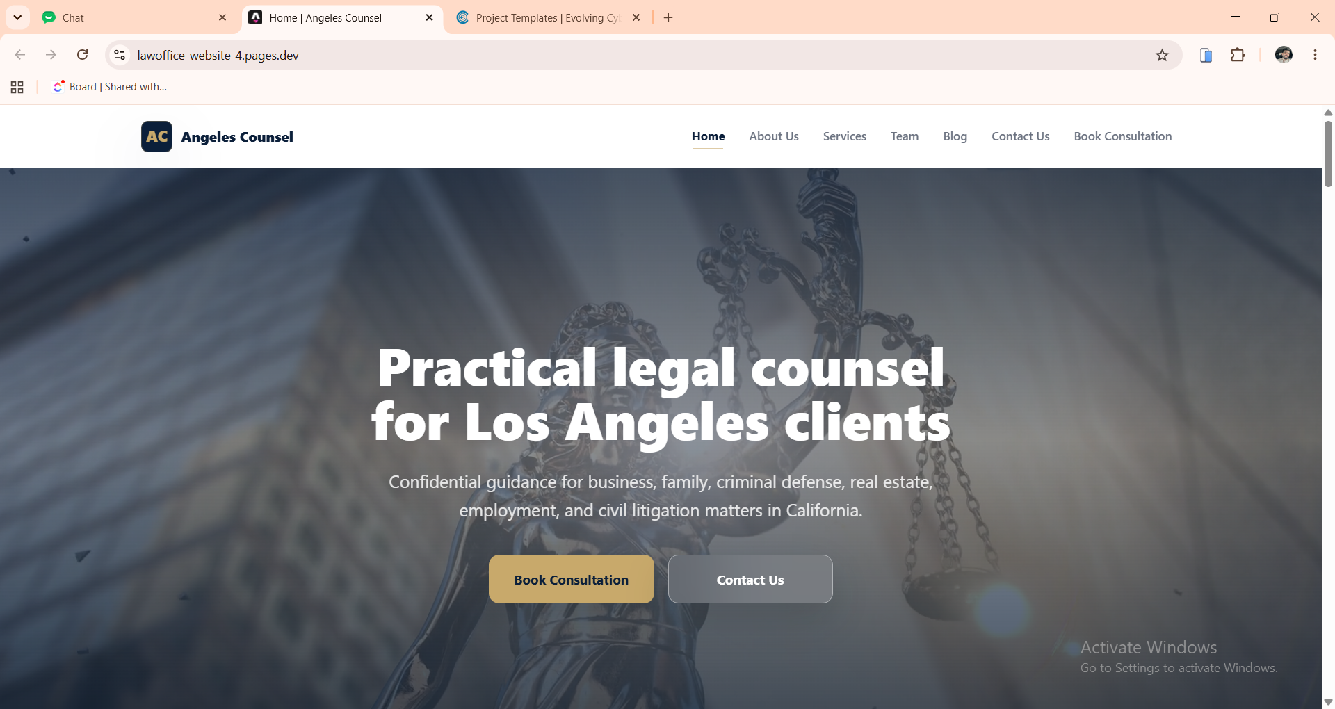 Angeles Counsel template screenshot